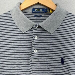 Polo Ralph Lauren Striped Polo Shirt Short Sleeve Classic Fit Gray L Preppy Prep